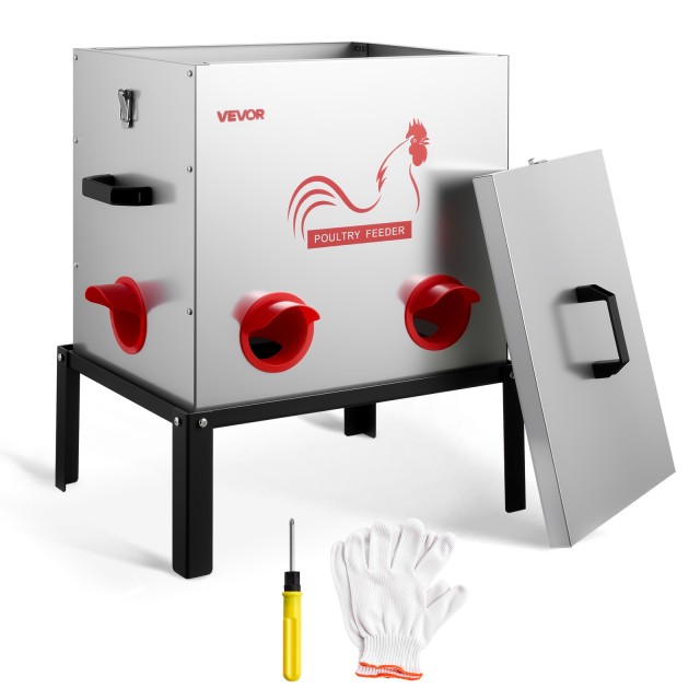 VEVOR Αυτόματη Ταΐστρα Κοτόπουλων 22,68 kg με 6 Θύρες σε Μεταλλική Κατασκευή JQWLQ50LBS6KBTEWC001V0