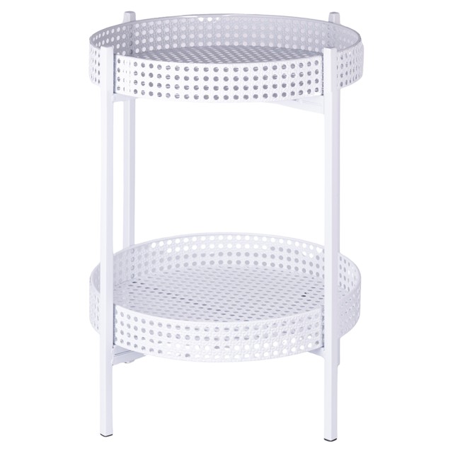 Galileo Πολυχρηστικό τραπέζι από σίδερο με 2 ράφια, εφέ ψάθας Βιέννης, αναδιπλούμενη κατασκευή, λευκό Est. 5920959