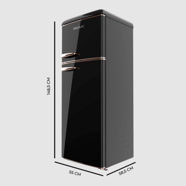 Ρετρό Ψυγείο 215 Lt Bolero CoolMarket 2D 148,5 x 55 x 58,5cm Χρώματος Μαύρο CECOTEC CEC-02753
