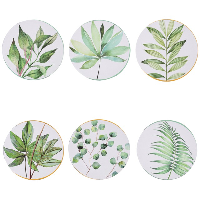 Villa DEste Σετ 6τμχ  Πιάτο βάσης 33 εκ. από πλαστικό PP, σχέδιο tropical Oriental Botanique 5913982