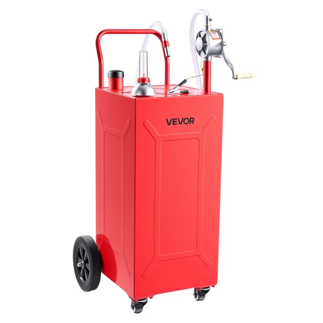 VEVOR Δοχείο Καυσίμου 132,5 L από Ατσάλι με Χειροκίνητη Αντλία και 4 Ρόδες, Κόκκινο JSJYCSYBCYQY5TH3R001V0