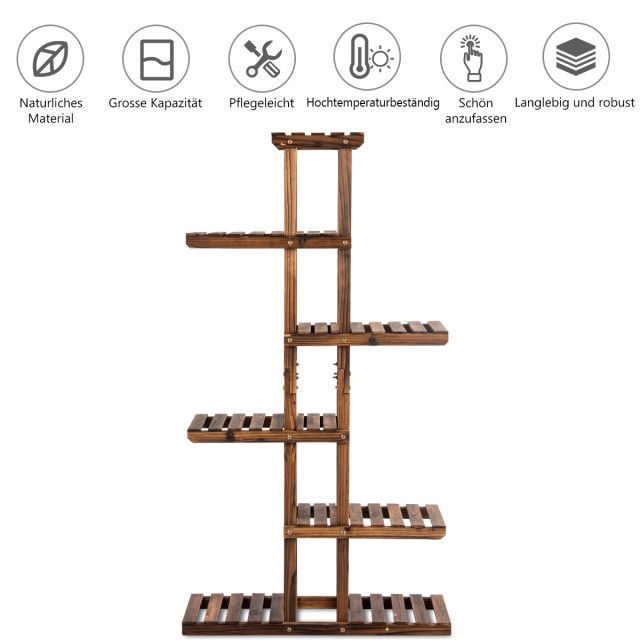 Costway Ξύλινη Ραφιέρα Φυτών Κήπου 75x25x140εκ GT3560