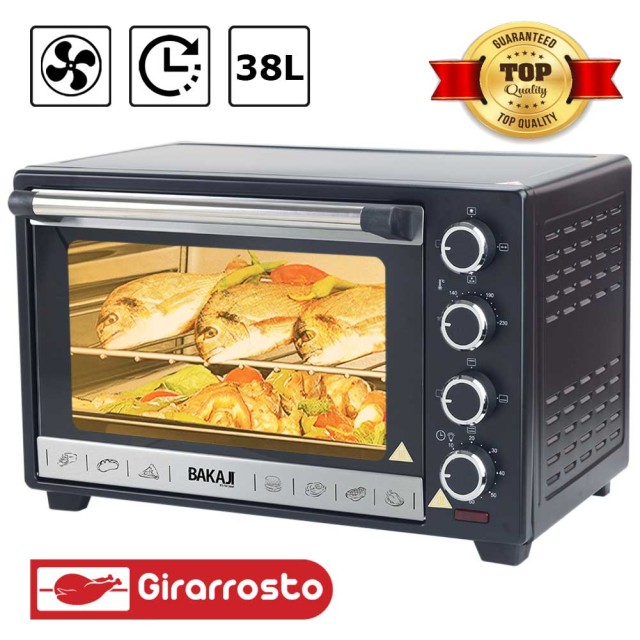 BAKAJI Ηλεκτρικός Φούρνος Με Αέρα  Fornetto 38 Lt στα 1600W με Grill και Γυροσκοπική Λειτουργία 02839788