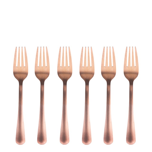 Galileo Σετ 6 Επιδορπίων Πιρουνιών από Ανοξείδωτο Ατσάλι με Ματ Χαλκό 5TH Avenue 5912417