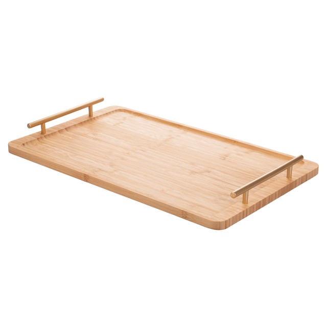 Villa DEste  Ορθογώνιος δίσκος 50x30 εκ από μπαμπού με χρυσές λαβές Natural 2188470