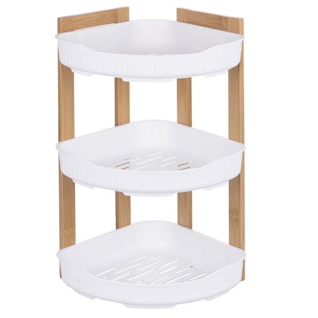 Galileo Γωνιακό ράφι με 3 επίπεδα από μπαμπού και πλαστικό PP 23x23x45 cm 5900653