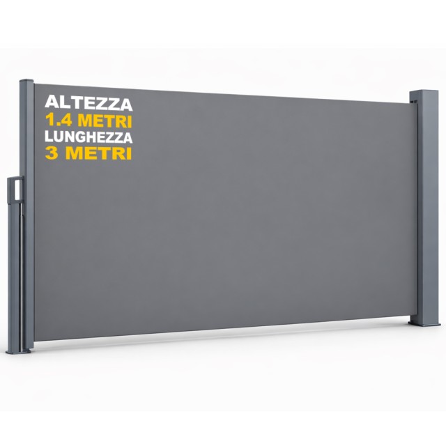 BAKAJI Πλευστήρα Πλευρική Πτυσσόμενη Τέντα 1.4x3 Μέτρα με Ρολό Σκίασης σε Γκρι Χρώμα 02001921