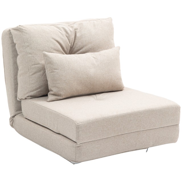 HOMCOM Καναπές-Κρεβάτι Futon 3 σε 1 Πτυσσόμενος με 2 Μαξιλάρια, Πλενόμενος, Ανακλινόμενος 5 Θέσεων, Λινός, Μπεζ 833-965V00BG