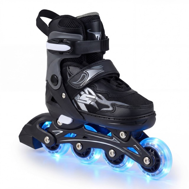 Costway Παιδικά ρυθμιζόμενα πατίνια inline 4 μεγεθών με φωτιζόμενους τροχούς, γκρι, S (EU 30-33) TS10372GR