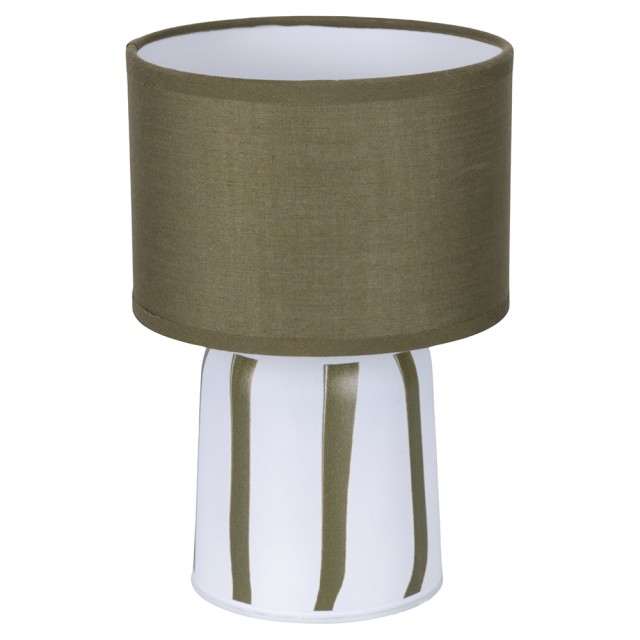 Villa DEste  Φορητό LED φωτιστικό μπαταρίας h 20 cm με βάση από γυαλί και υφασμάτινο αμπαζούρ Greenery 2188510