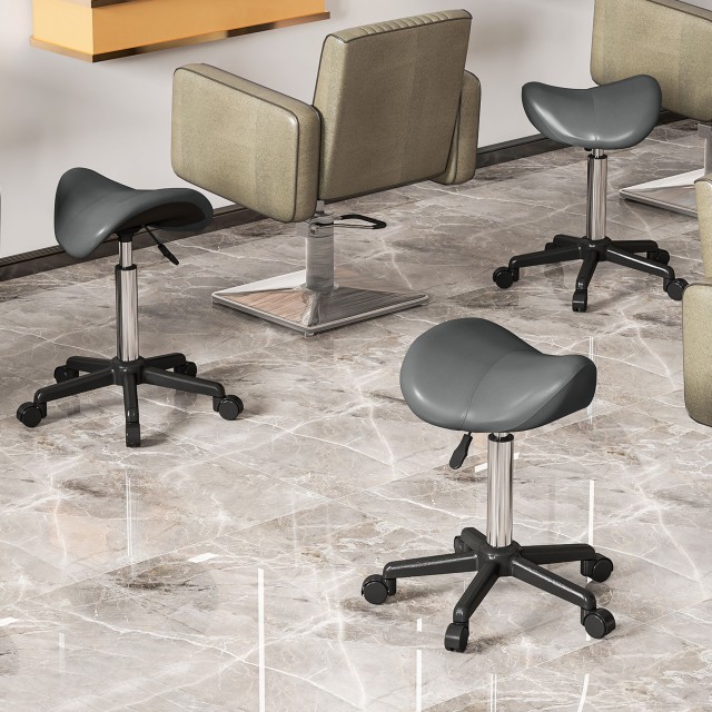 Περιστρεφόμενο Σκαμπό με Ροδάκια και Ρυθμιζόμενο ύψος 48 x 47 x 45-57 cm Γκρι 503-021V00GY HOMCOM