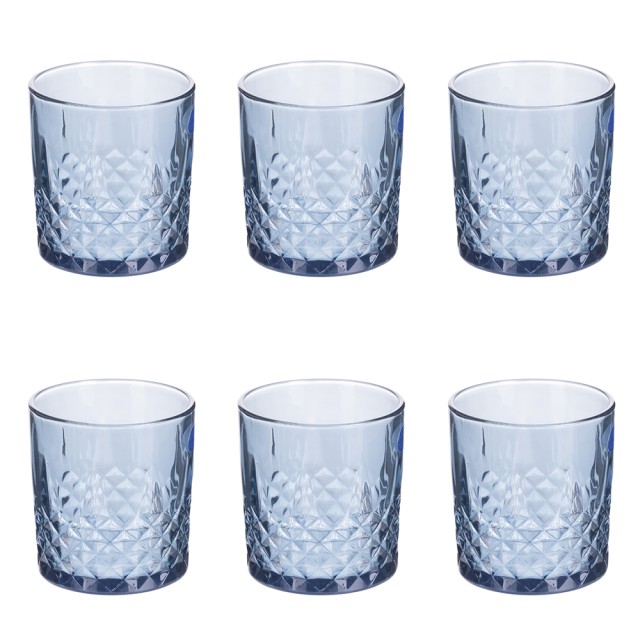 Galileo Σετ 6 ποτήρια 340 ml από γυαλί με δουλεμένη επιφάνεια Edinburgh Blue Sibilla 5918854