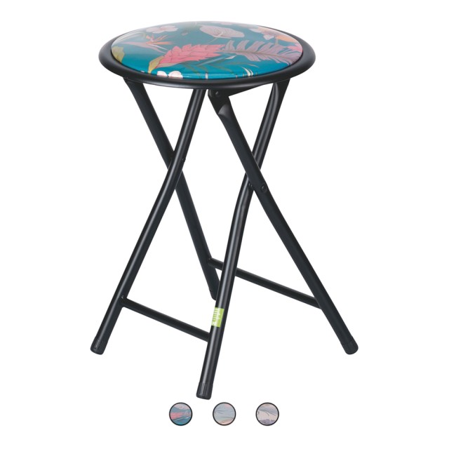 Galileo Πτυσσόμενο και αναδιπλούμενο σκαμπό εξοικονόμησης χώρου 30x45 εκ με λουλουδάτο διακοσμητικό μοτίβο Botanico Sibilla 5914278 Τυχαία Επιλογή Χρωμάτων