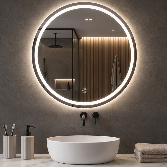 Shally Dogan Στρογγυλός Καθρέφτης 70 cm με LED 3 Χρωμάτων, Ρυθμιζόμενος με Αφή 02002370