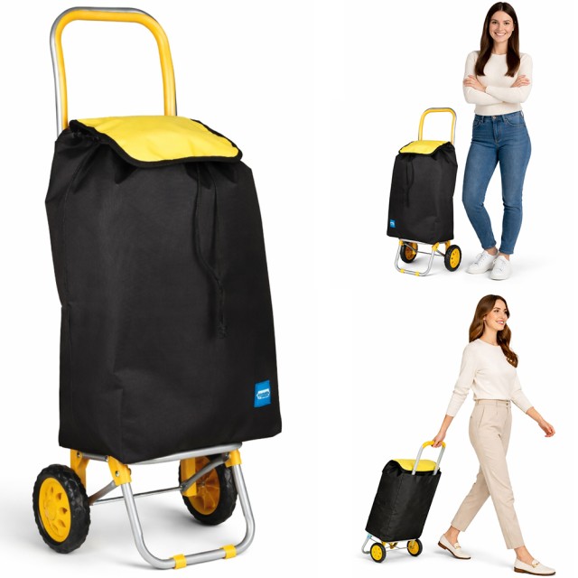 BAKAJI Καρότσι Poseidon Κίτρινο με Θερμική Επένδυση Τρόλεϊ Ψυγείο 35L με Ρόδες 36x30x90εκ 02001972