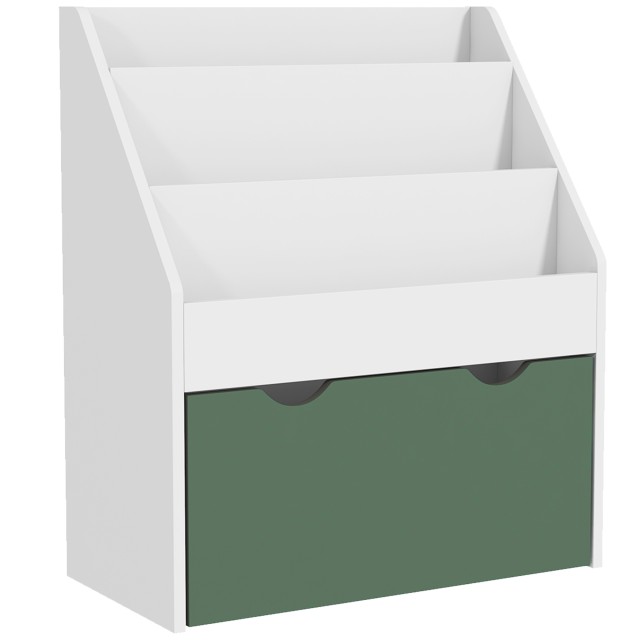 AIYAPLAY Παιδική Βιβλιοθήκη για Παιδιά 3-8 Ετών με 3 Ράφια και Κάτω Συρτάρι, από MDF, 62.5x30x70 εκ., Πράσινο 311-075V80GN