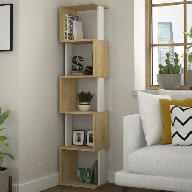 BAKAJI Μοντέρνα Βιβλιοθήκη Ραφιέρα 5 Ραφιών 161x35x30εκ Γραφείου Δρυς 02813697