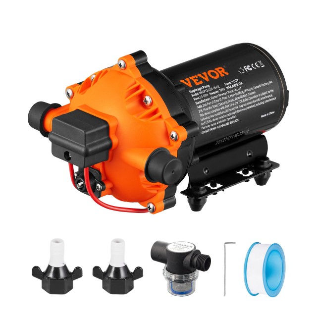 VEVOR Αντλία Διαφράγματος 12V, 5.5 GPM, 70 PSI, Αυτοαναρρόφησης, 1/2 MNPT, 219.2 x 148 x 131 mm MG12V570PSI12969RV0