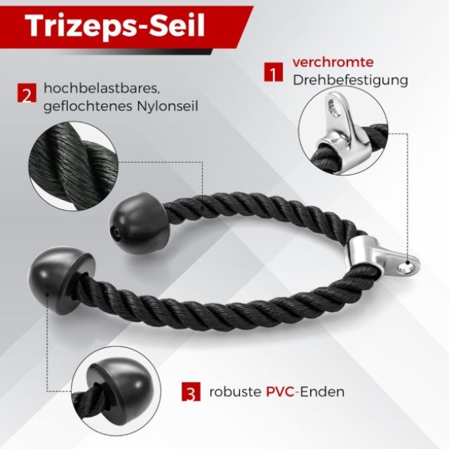 Προσαρτήματα 3 τμχ και Σχοινί για Εκγύμναση Τρικεφάλων COSTWAY SP38092