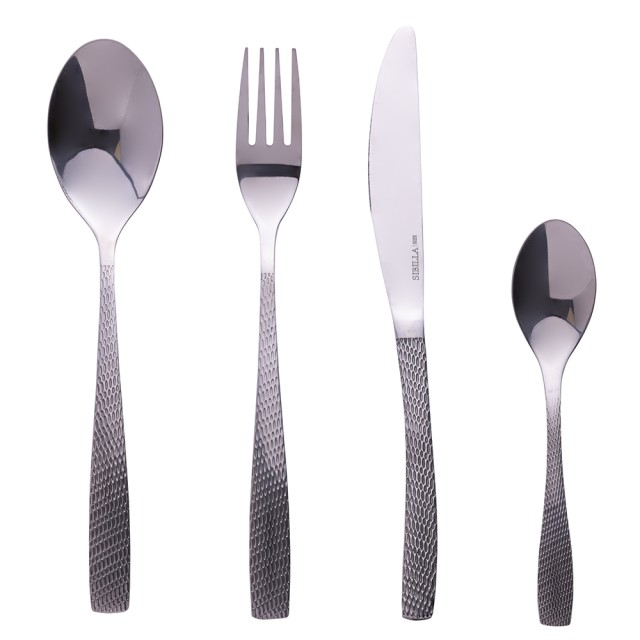 Galileo Σετ 24 ανοξείδωτα ασημένια γυαλιστερά μαχαιροπήρουνα με σφυρήλατη λαβή Harlem Sibilla 5918051