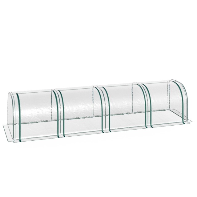 Outsunny Tunnel Θερμοκήπιο από χάλυβα και PVC Αδιάβροχο και Anti UV με 4 Αρθρωτές Πόρτες, 395x100x80 cm 845-234V03CR