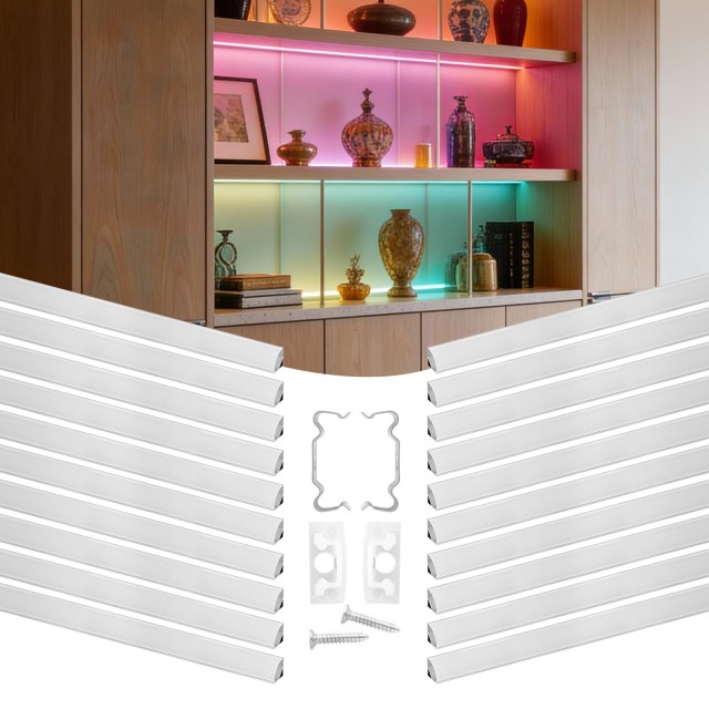 VEVOR Σετ 20 Τεμαχίων: Κανάλι Αλουμινίου V Σχήματος 1M για LED Ταινίες με Γαλακτώδες Κάλυμμα LEDDDCVX33FTED2UA001V0