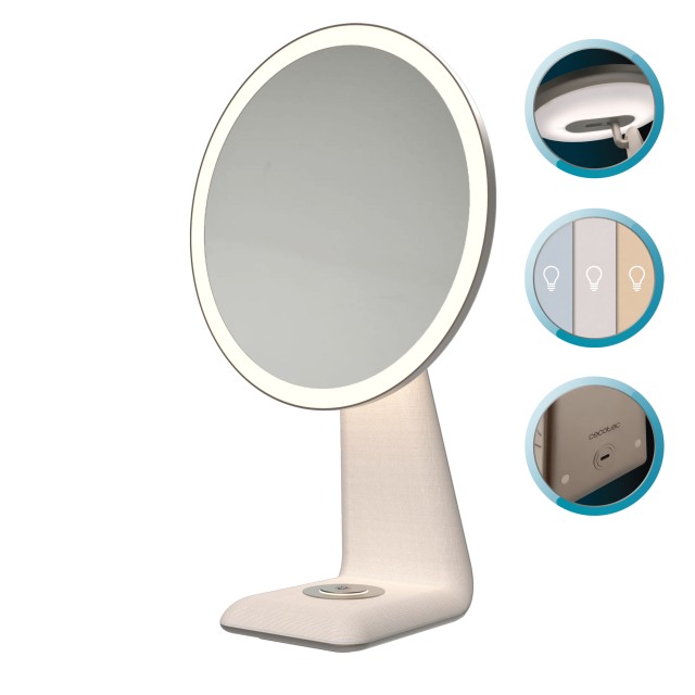 CECOTEC Καθρέφτης Μακιγιάζ Επαναφορτιζόμενος FaceCare με Ενσωματωμένο Φως και 3 Εντάσεις Φωτισμού CEC-122544