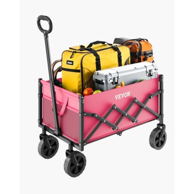 VEVOR Ροζ Πτυσσόμενο Καρότσι Κήπου 120L 225LBS Βαρέως Τύπου ZDHYBXSSTCFSPAZFWV0