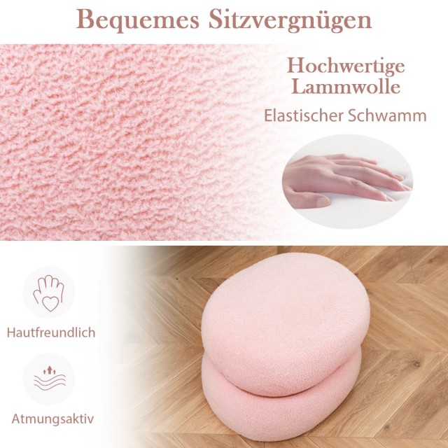 Costway  Πολυλειτουργικό Σκαμπό με Ροζ Ύφασμα και Ξύλινη Λεπτομέρεια για Σαλόνι, Υπνοδωμάτιο και Γραφείο JV11311PI