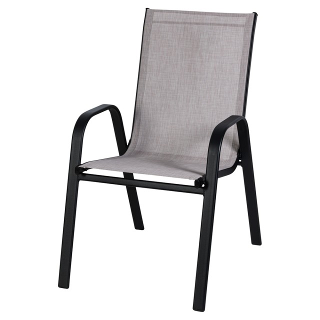 Galileo Καρέκλα εξωτερικού χώρου με μπράτσα από ανθρακούχο χάλυβα, PVC και πολυεστέρα σε ασημί χρώμα Pompei Est 2188444