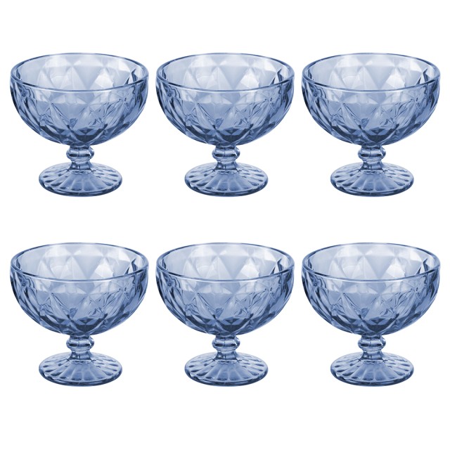 Galileo Σετ 6 κύπελλα παγωτού 400 ml με σκαλισμένη επιφάνεια μπλε Elizabeth Sibilla 5918868