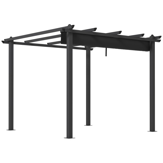 Pergola Gazebo 3x3 m με 8 οπές αποστράγγισης, σε αλουμίνιο, μέταλλο και πολυεστέρα, σκούρο γκρι 84C-478V00CG
