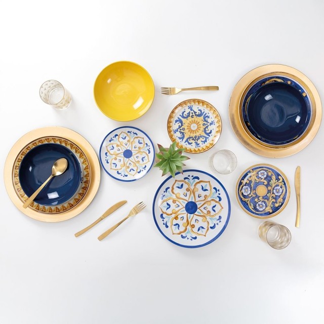 Villa DEste  Σετ πιάτων 18 τεμαχίων από πορσελάνη και πέτρα για 6 θέσεις τραπεζιού, διαφορετικά Sicilia 5918183