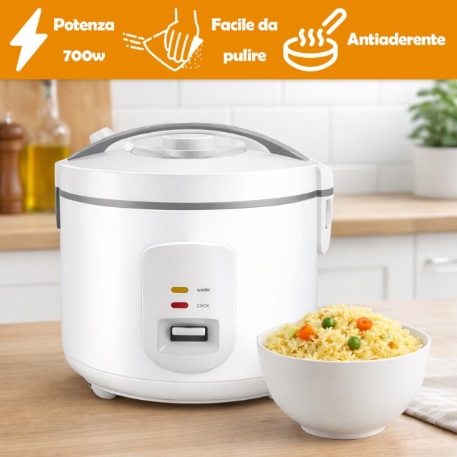 BAKAJI Ηλεκτρική Καφετιέρα Ρυζιού 4 Λίτρων - Αυτόματος Υγιεινός και Γρήγορος Μαγειρικός Τρόπος 700W 02001687