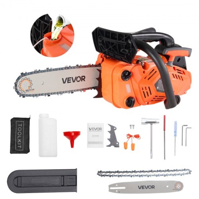 VEVOR Αλυσοπρίονο Βενζίνης 25cc 1.02 HP 12 ιντσών για Κοπή Ξύλου RQLJ12INCHECGYJ4G001V0