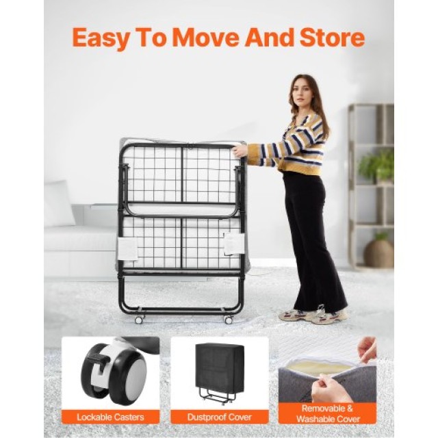 VEVOR Πτυσσόμενο Κρεβάτι με Στρώμα Αφρού 4 ιντσών για Ενήλικες & Επισκέπτες ZDC31YC4INCHSL74HV0