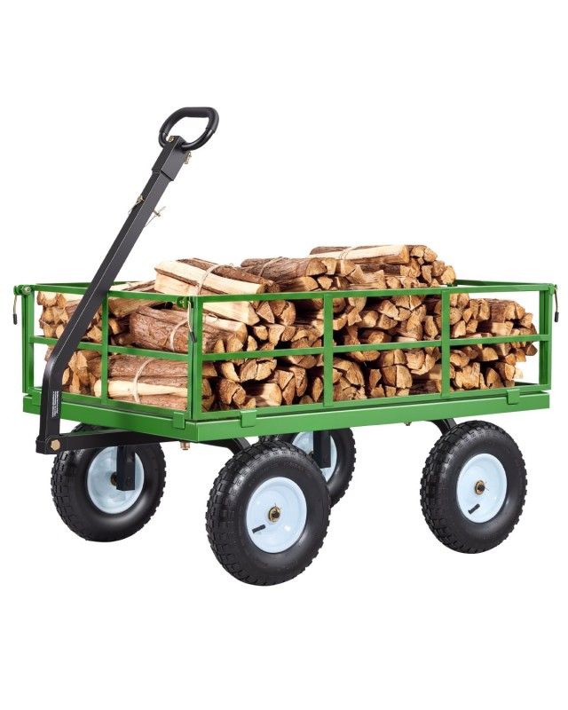 VEVOR Μεταλλικό Καρότσι Κήπου 544 kg με Ρόδες Παντός Εδάφους 330 mm και Αποσπώμενα Πλευρικά Πλέγματα ZXHYTCLS1200L23OB001V0