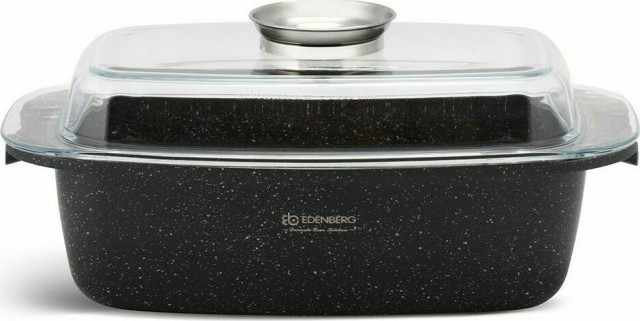 Edenberg  Γάστρα Οβάλ από Χυτό Αλουμίνιο με Γυάλινο Καπάκι 32cm 5.5lt EB-8125