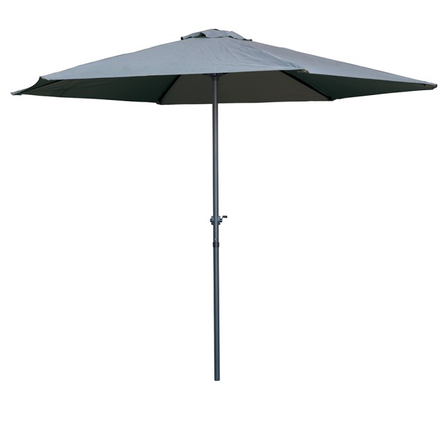 Galileo Γκρι ομπρέλα κήπου 300 x ύψος 236 εκ. από ανθρακούχο χάλυβα με 6 ενισχυμένες μπάρες και ανοίγει με μανιβέλα Cuba Est 2188420
