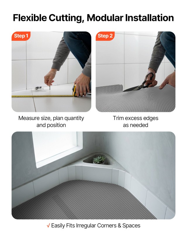 VEVOR Αποστραγγιστικό Χαλάκι PVC, Αντιολισθητικό, 90 x 500 cm, Γκρι YTSPSDYTS316JEVTI001V0