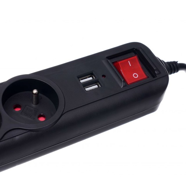 Πολύπριζο με 3 Υποδοχές & 2 Θύρες USB – 3m με Διακόπτη KD-4032 Kraft&Dele