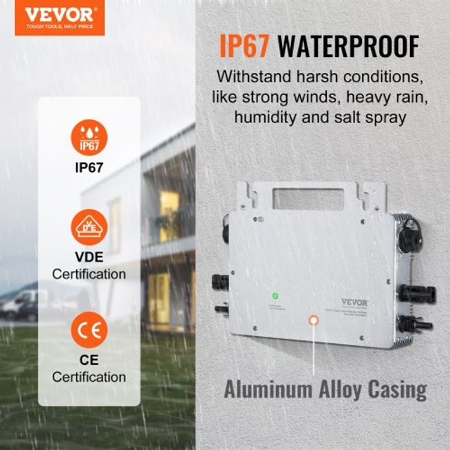 VEVOR Ηλιακός Μικρομετατροπέας 600W IP67 με Απομακρυσμένη Παρακολούθηση  IP67WXBWNBQIXFKWLV2