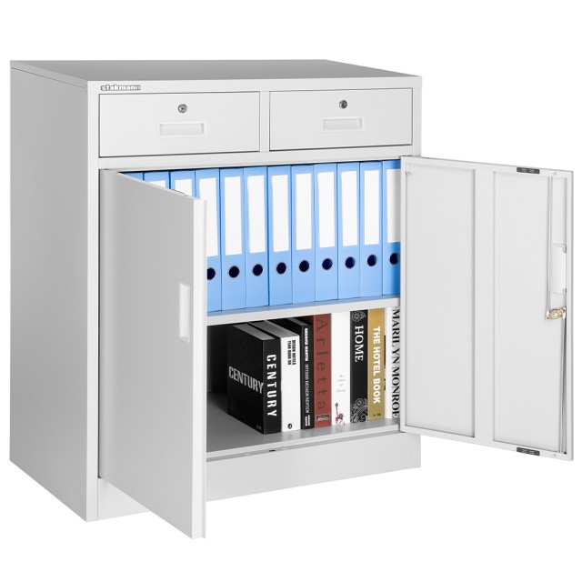 STAKMANN  Μεταλλικό Ντουλάπι Αποθήκευσης Εγγράφων για Γραφείο/Σπίτι με Κλειδαριά 2 Συρτάρια  02839786