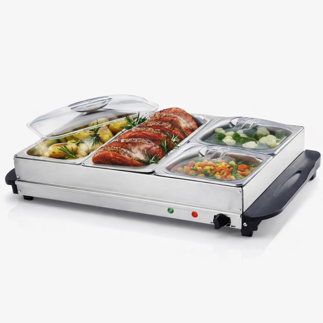 KUMTEL Ηλεκτρικός Θερμαντήρας Τροφίμων Inox 300W με 4 Δοχεία 64x36.5x14cm 02001832