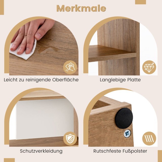 Costway  Κυρτό/Κοίλο Βιβλιοθήκη με Γεωμετρικό Σχεδιασμό και 3 Ράφια Αποθήκευσης CB10613-A