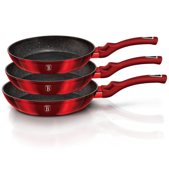 Berlinger Haus Σετ τηγανια 3 τεμ από Αλουμίνιο, Metallic Line Burgundy Edition BH-1288NF