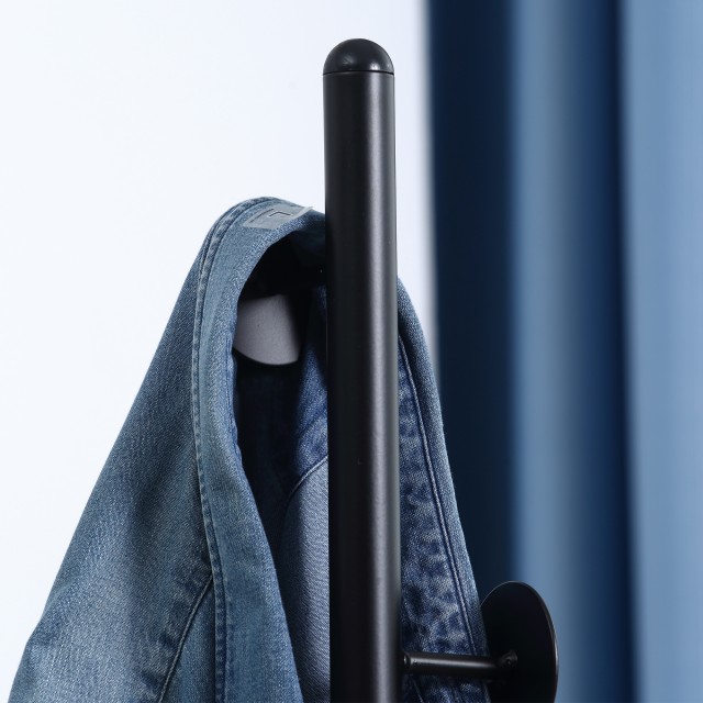 Παλτό HOMCOM με 8 γάντζους, ατσάλινη κρεμάστρα για είσοδο και υπνοδωμάτιο με μαρμάρινη βάση, 35x35x170cm, μαύρο 837-212BK