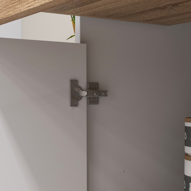 HOMCOM Μοντέρνος φορητός μπουφές με ντουλάπια και συρτάρι, 98x39x180cm, λευκό και ξύλο 83A-065V00WT