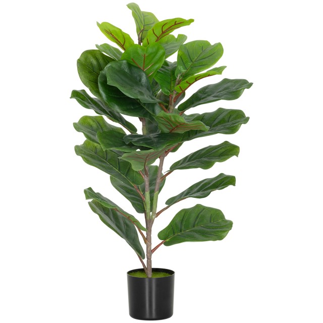 HOMCOM Τεχνητό Φυτό Ficus Lyrata Ύψους 80 εκ. για Εσωτερικούς Χώρους με Γλάστρα, Διακόσμηση για Σπίτι και Γραφείο, Πράσινο 83C-056V00GN