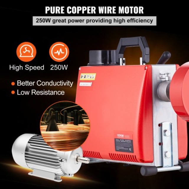 VEVOR Μηχανή Καθαρισμού Αποχέτευσης 20m x 16mm 250W Χειροκίνητο Τροφοδοτικό XSGDSTJ250W540ZG9V2
